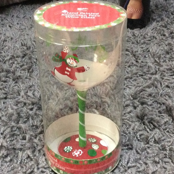 Christmas holiday snowman hand painted wine glass & wine bottle shirt hat cover - Picture 2 of 5